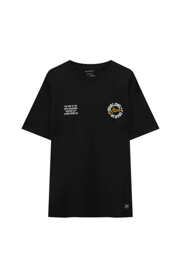 Short sleeve black T-shirt with STWD graphic - pull&bear