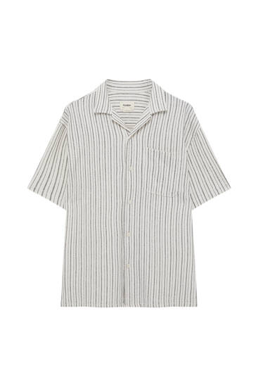 Rustic white shirt with stripes