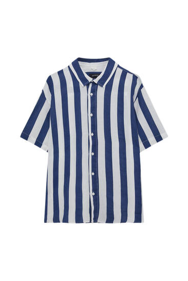 Linen striped short sleeve shirt