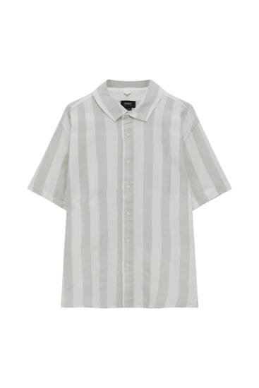 Linen striped short sleeve shirt