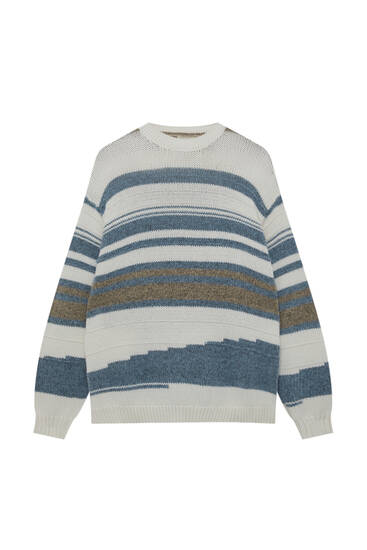 Irregular stripe knit sweater