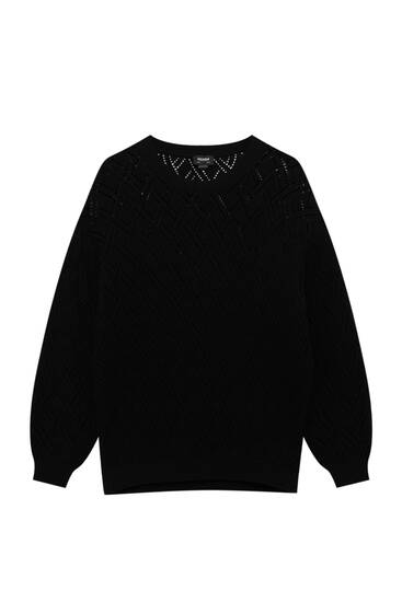 Geometric open-knit sweater