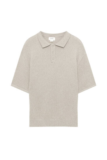 Oversize knit polo shirt
