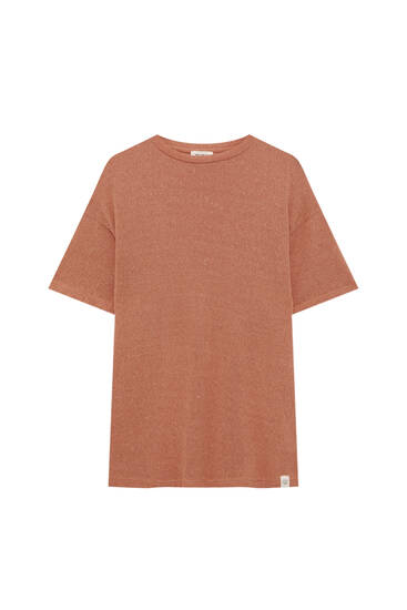 Textured short sleeve knit T-shirt