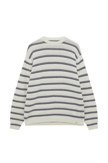 Striped open-knit sweater