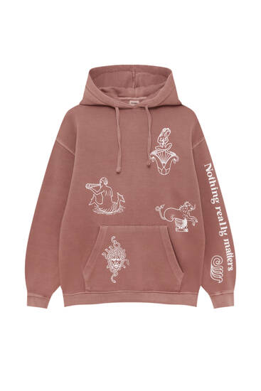 Hoodie with faded effect print