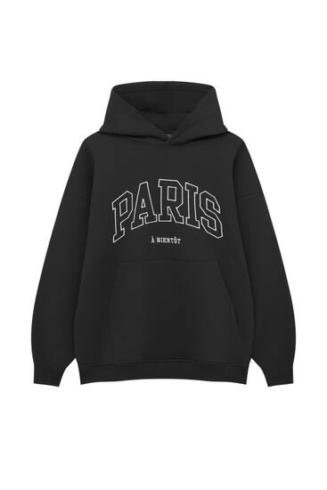 Sweatshirt capuz Paris bordado