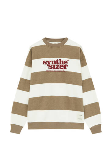 Striped sweatshirt with contrast embroidery