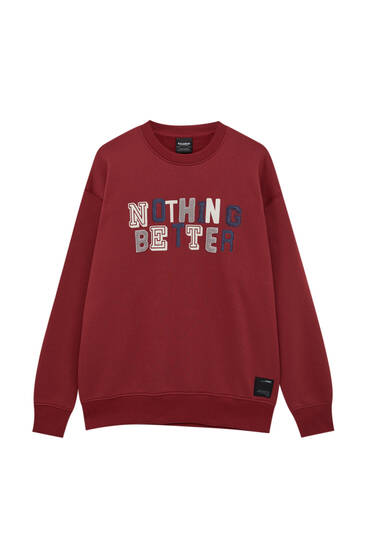 Varsity sweatshirt with terry embroidered lettering