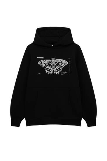 Butterfly sweatshirt with flocked print