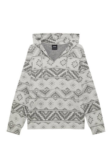 Geometric knit hoodie
