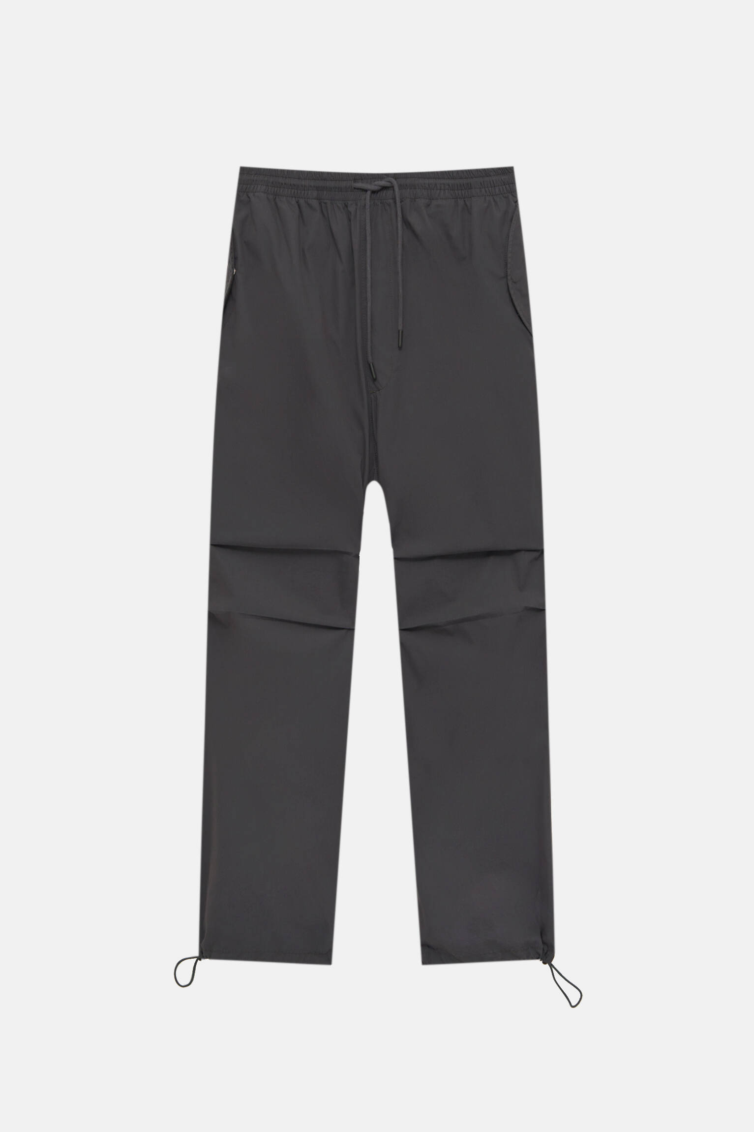 Pull&Bear nylon cargo parachute pants in black