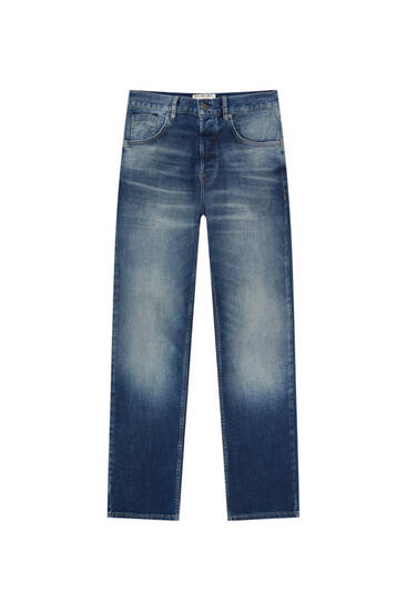 Premium fabric straight-fit jeans