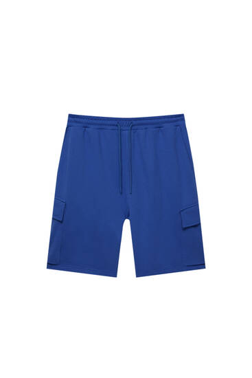Plush cargo jogger Bermuda shorts