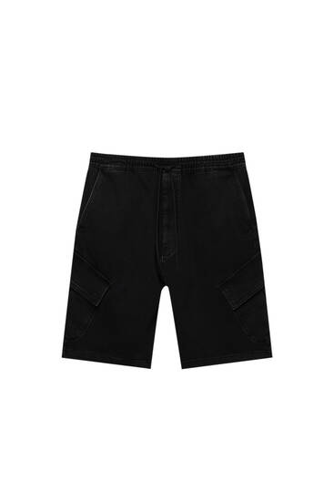 Denim cargo Bermuda shorts