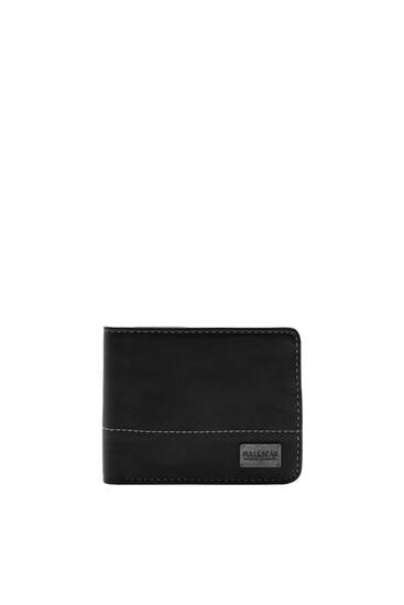 Faux leather wallet with contrast seams