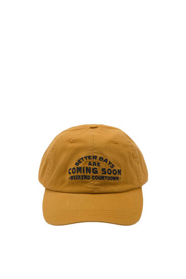 Yellow cap with embroidery