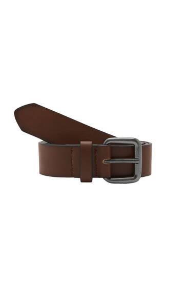 Brown faux leather belt with an ombré finish