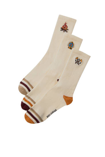 Pack of long embroidered socks
