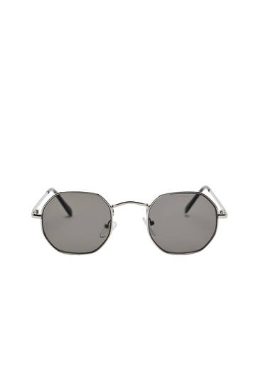 Geometric print metallic framed sunglasses