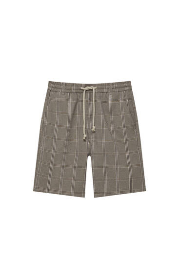 Brown check tailored Bermuda shorts