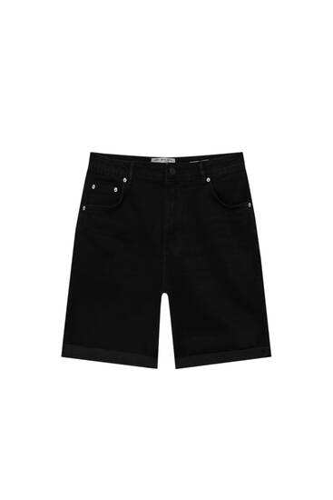 Basic slim fit denim Bermuda shorts