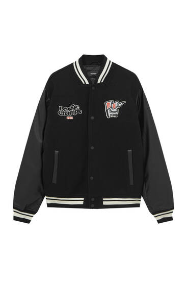 Varsity jacket with contrast sleeves