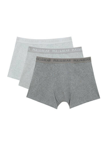 Menstruación jugar salto Pack of 3 grey boxers - PULL&BEAR