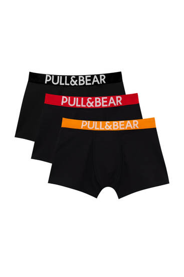 Pack of 3 black boxers with contrast logo
