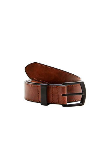 Faux leather belt with black buckle