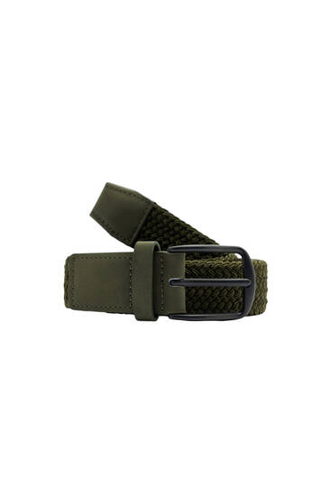 Khaki elastic fabric belt