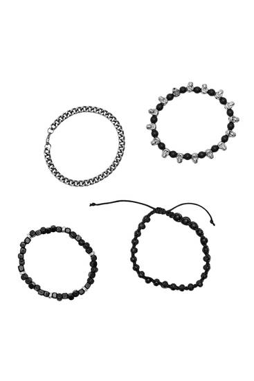Pack of 4 skull bracelets