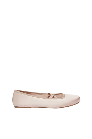 Satin ballet flats with straps