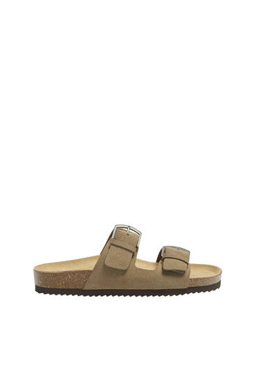 Double-buckle leather sandals