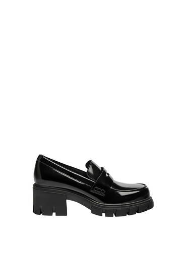 Heeled loafers with track sole