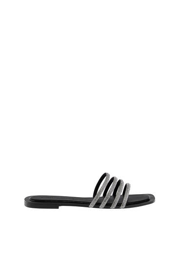 Sandals with rhinestone straps