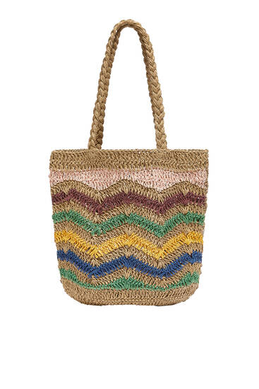 Multicoloured woven paper shopper bag
