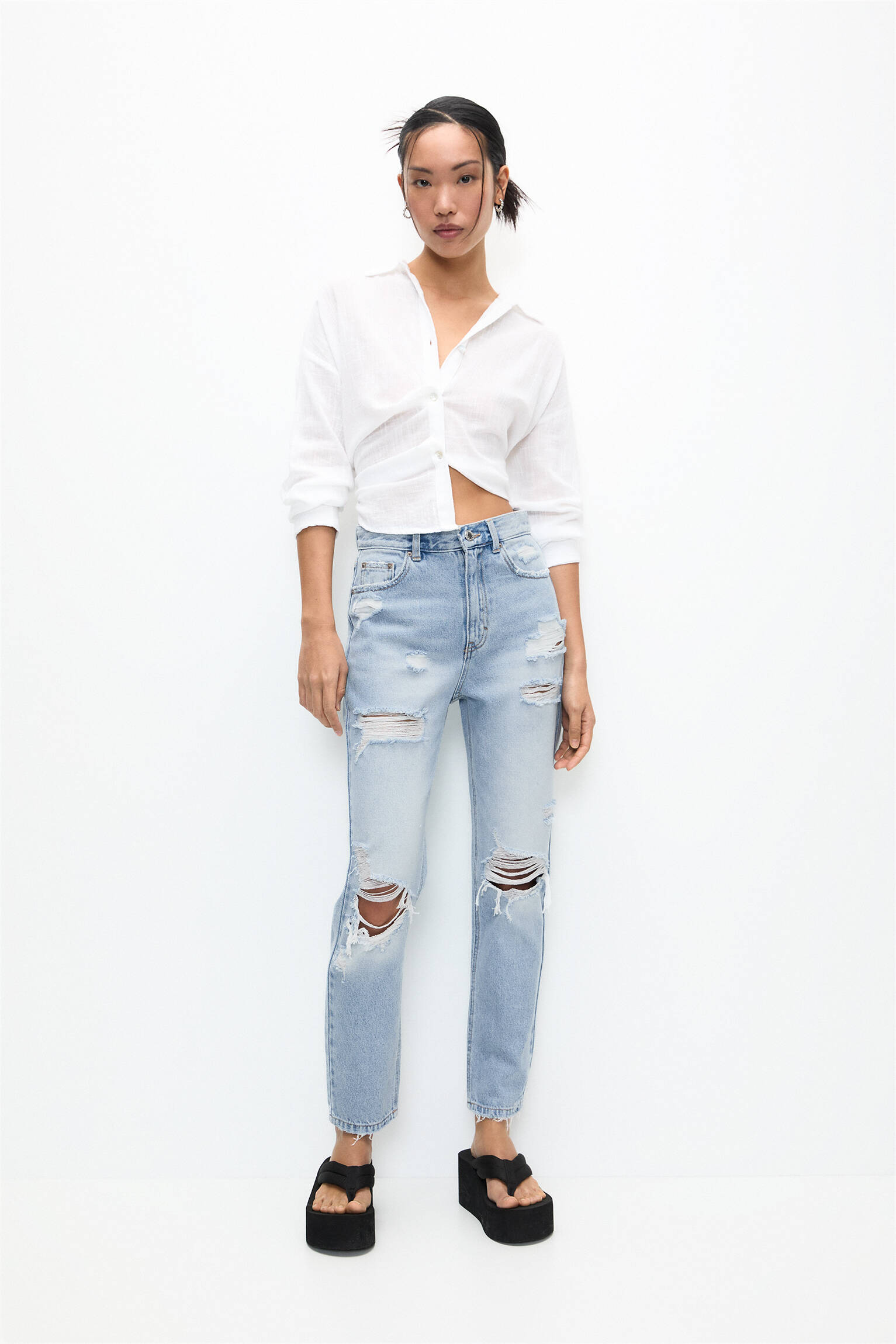 Ripped mom jeans - pull&bear