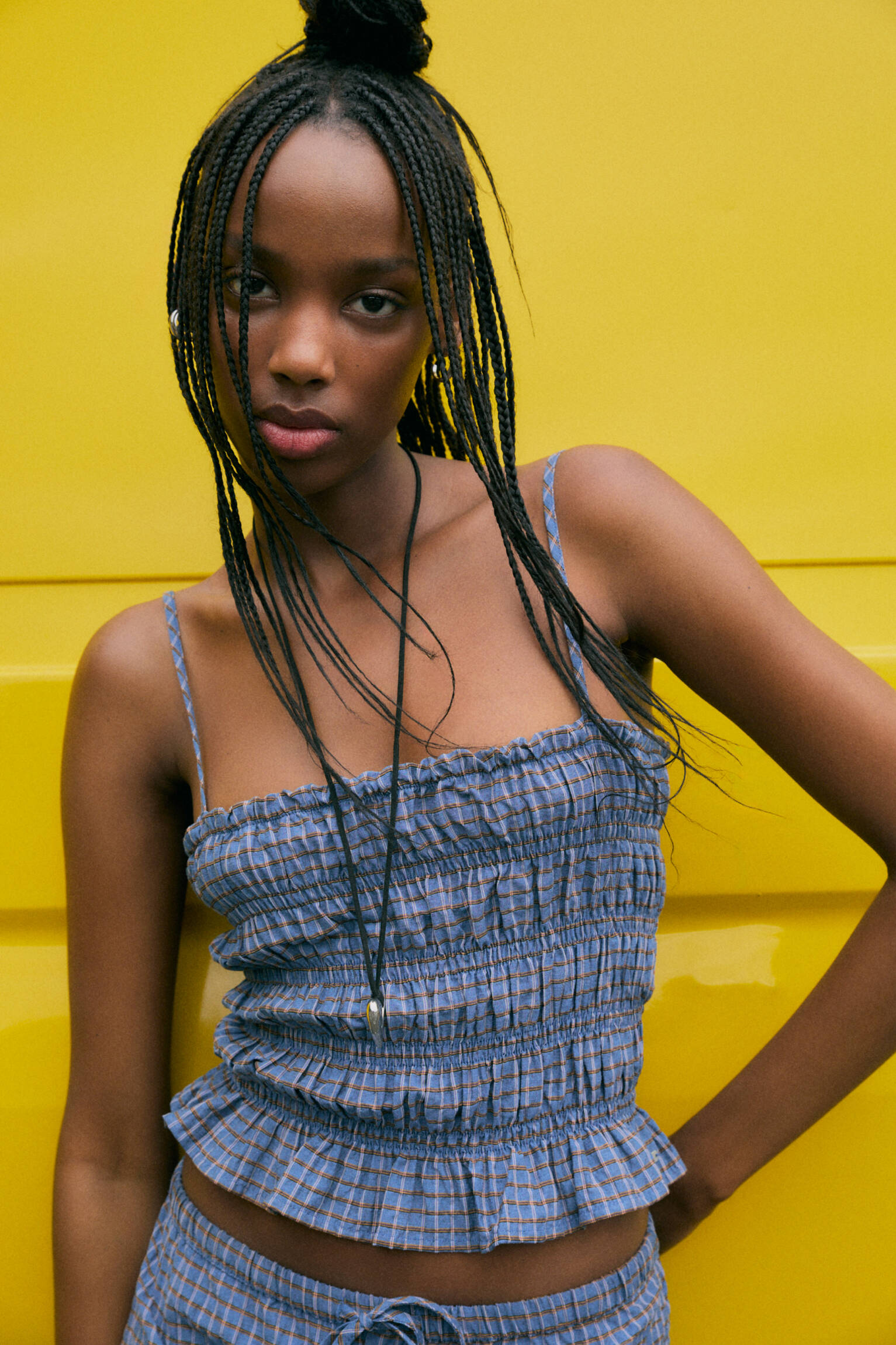Checked top with gathering - PULL&BEAR