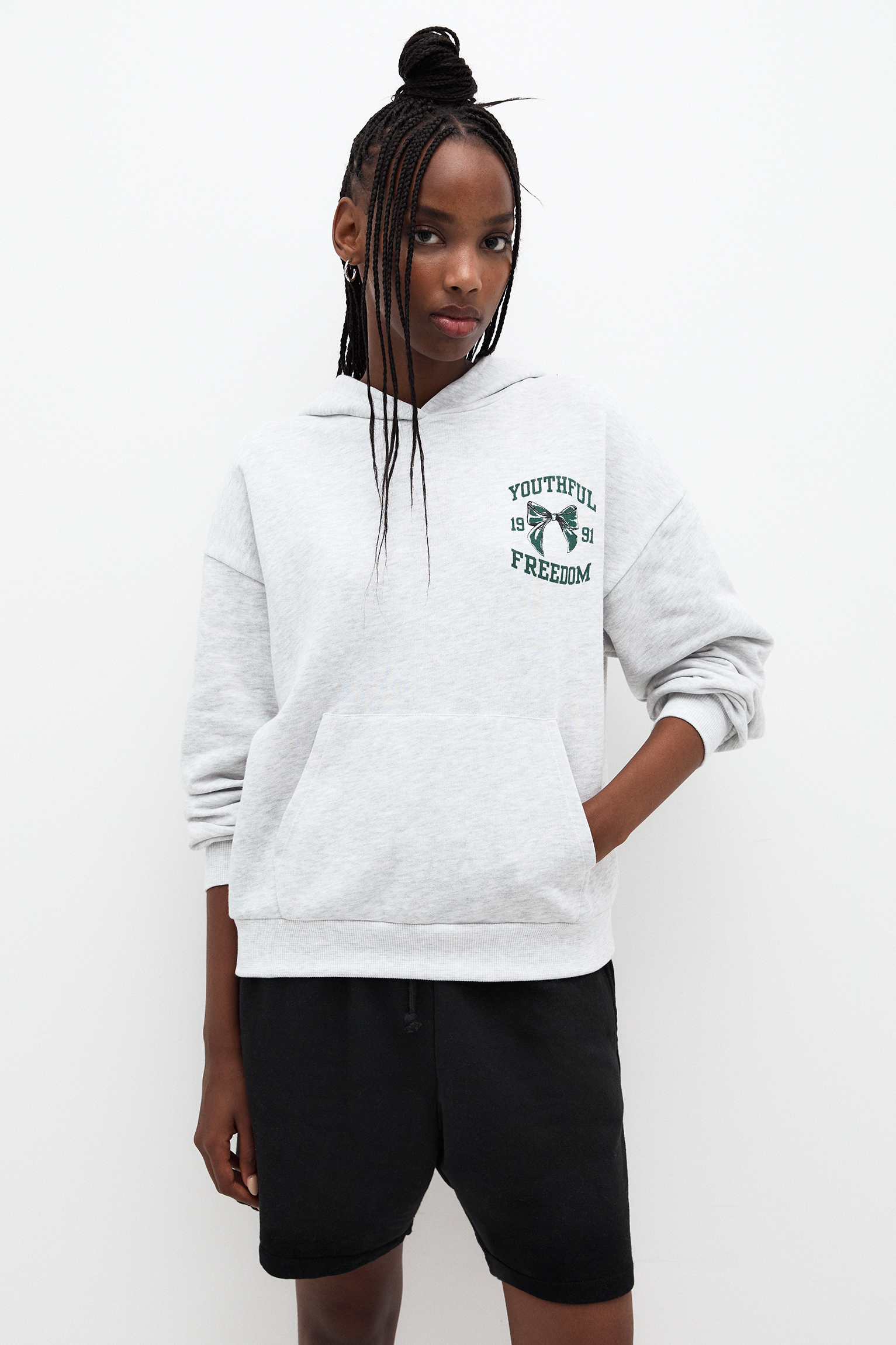 Felpa Cappuccio Grafica Felpa Con Cappuccio Donna Ymejia - Oversize Con