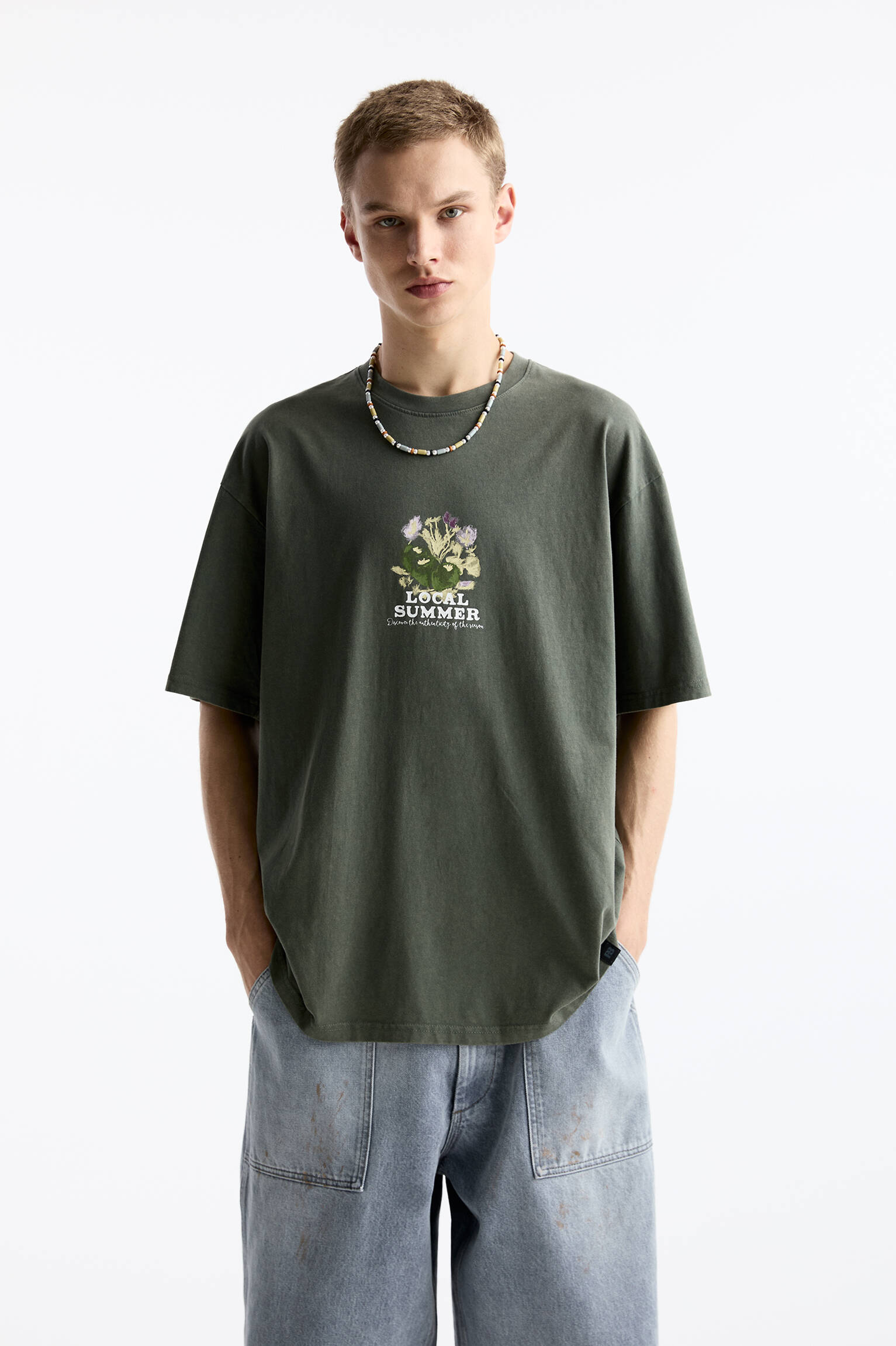 Washed T-shirt with floral graphic - PULL&BEAR