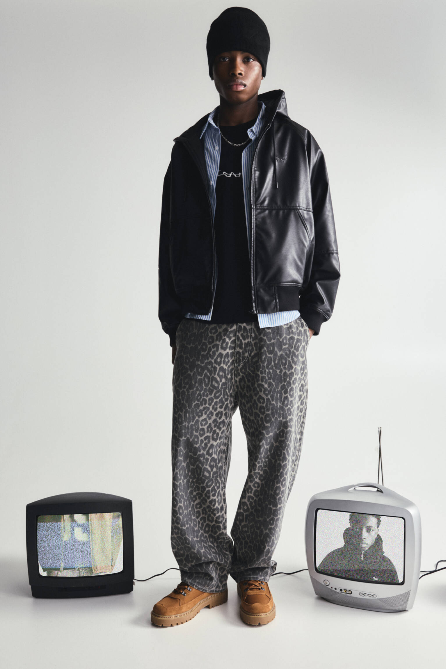 Leopard print skater jeans pull bear