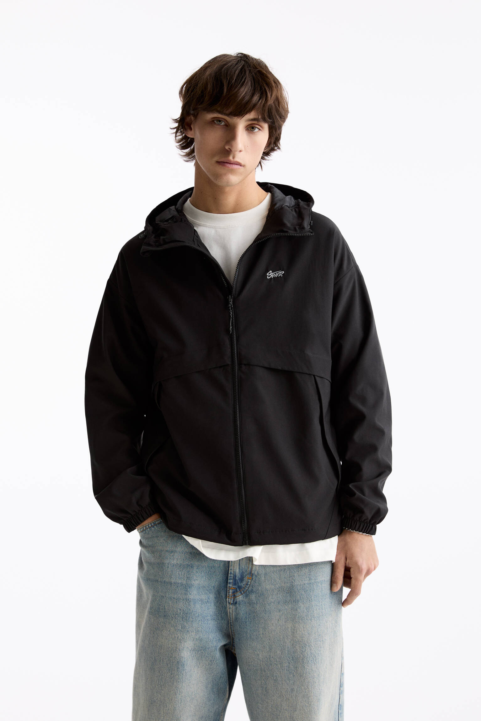 Basic regenjacke colour block pull bear