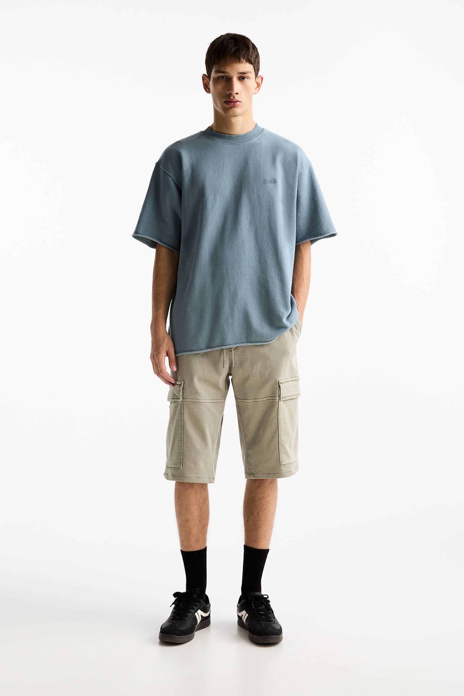 Procity Vintage heren cargo shorts bermuda korte broek heren incl. riem, Berlijn Grijs, S