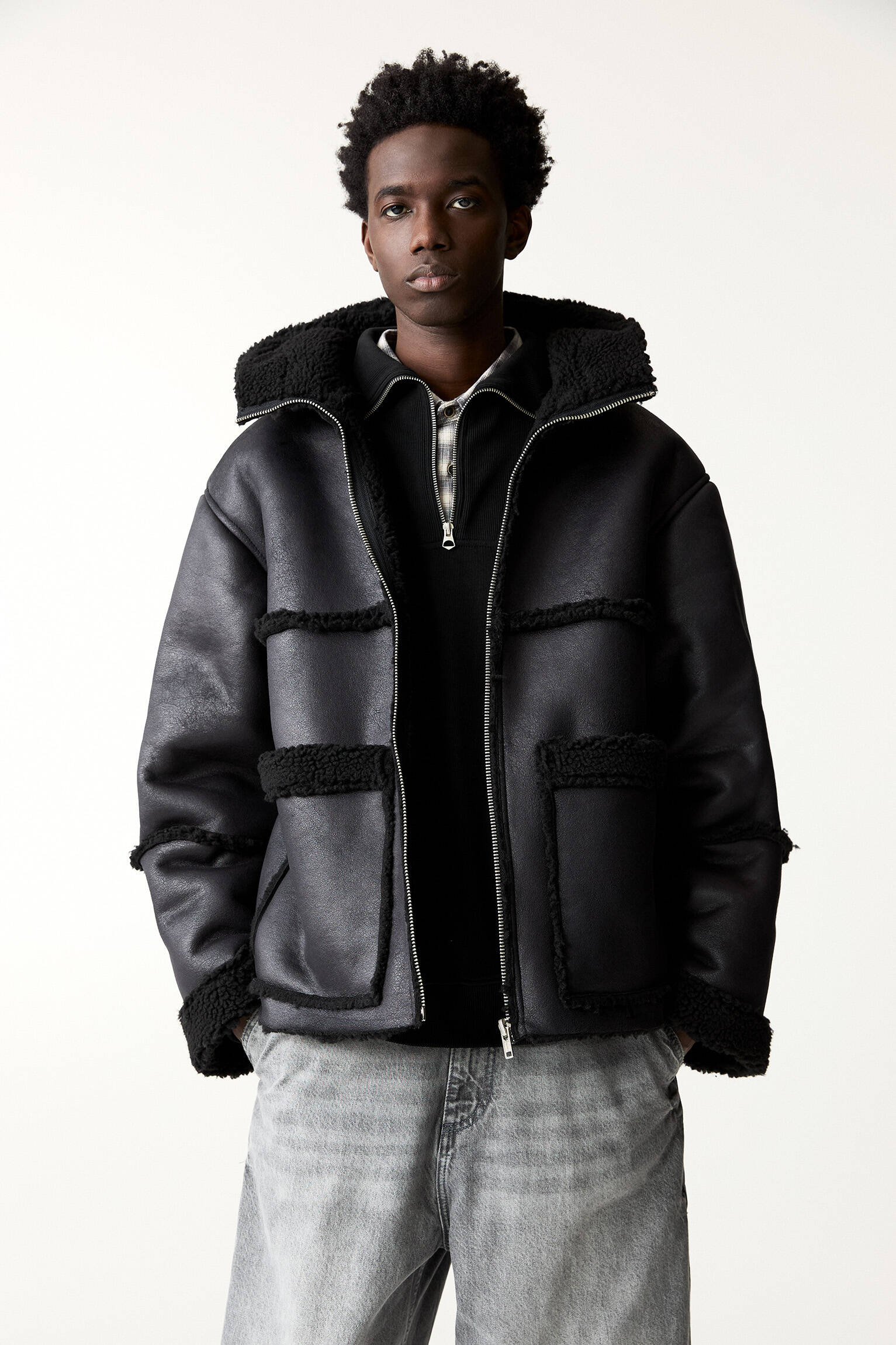 New Faux Leather Double Sided Coat