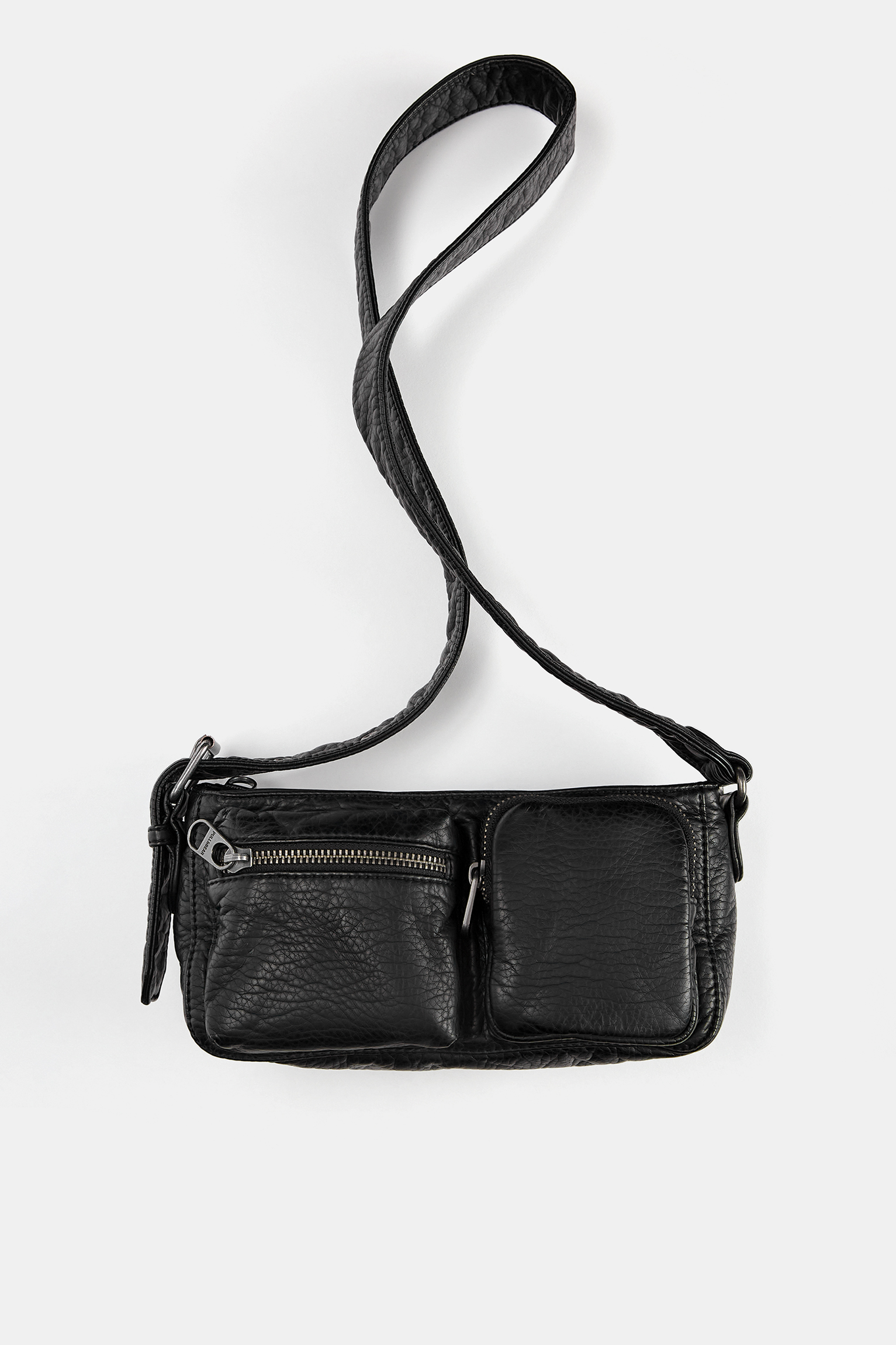 Sac à Bandoulière Femme Refresh - Petit Sac En Simili Cuir, Zippé, Avec Détails Décoratifs Et Certificat Végan PETA - Noir