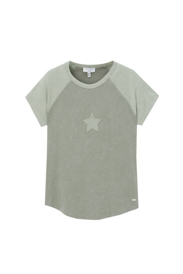 Reglan kollu yıldızlı t-shirt