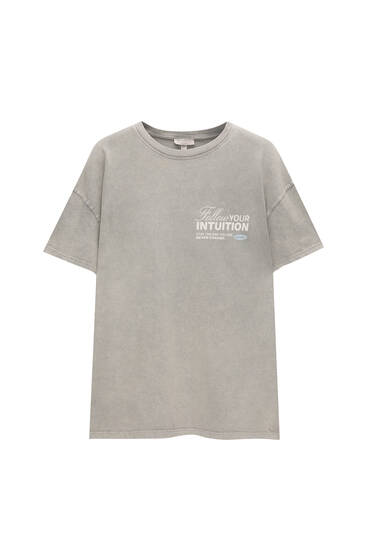 T-shirt met korte mouwen en tekstprint