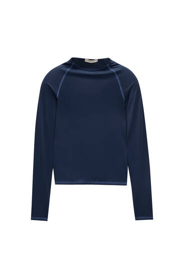 Slim fit long sleeve T-shirt with seams