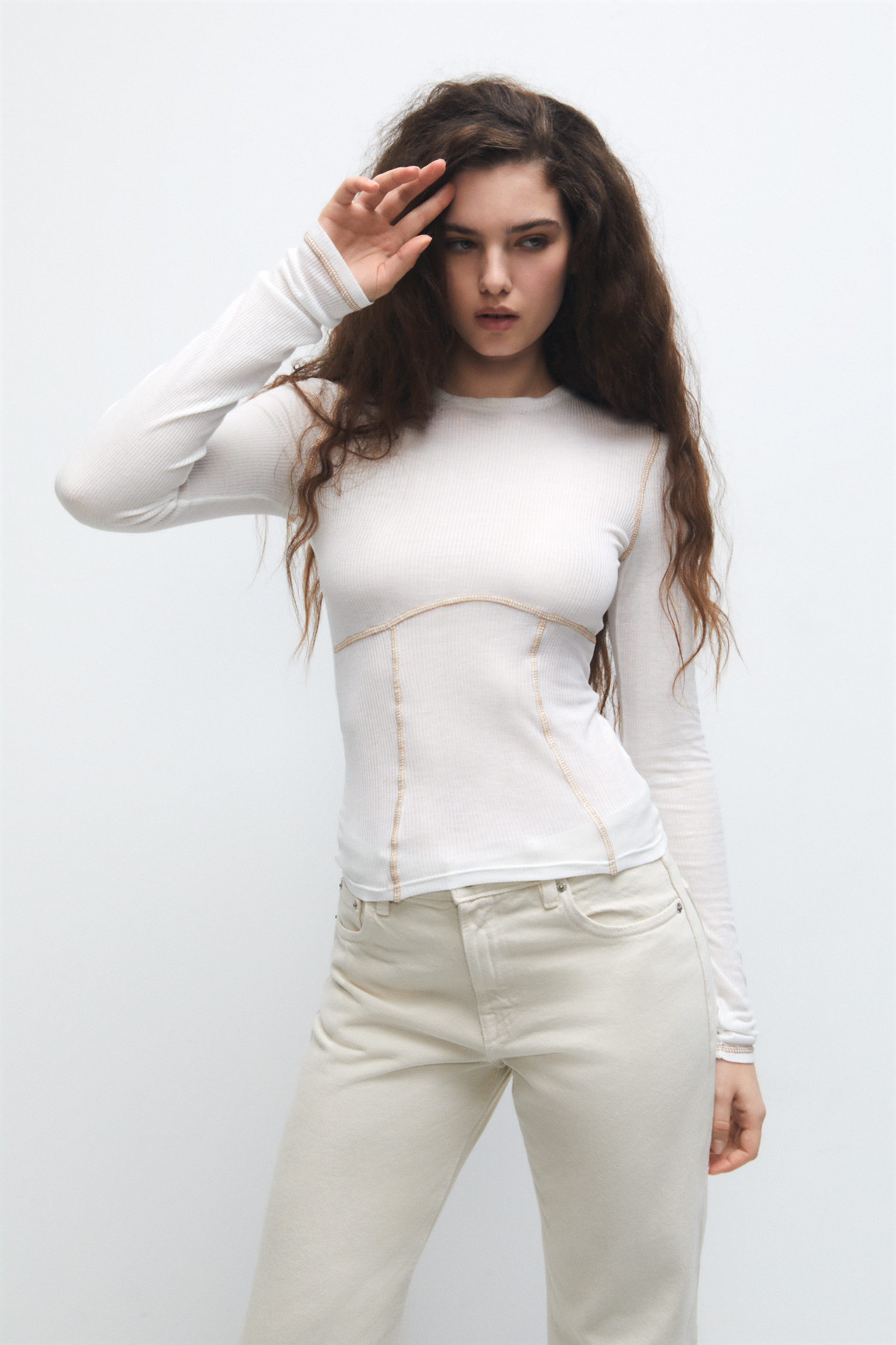 100% Cotton T-shirt Women's Long-sleeved Striped T-shirt Oose Large Size Round Neck Bottoming Shirt Top I3204110836